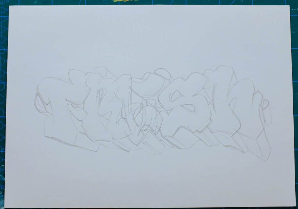 Gaffiti text Fresh on paper