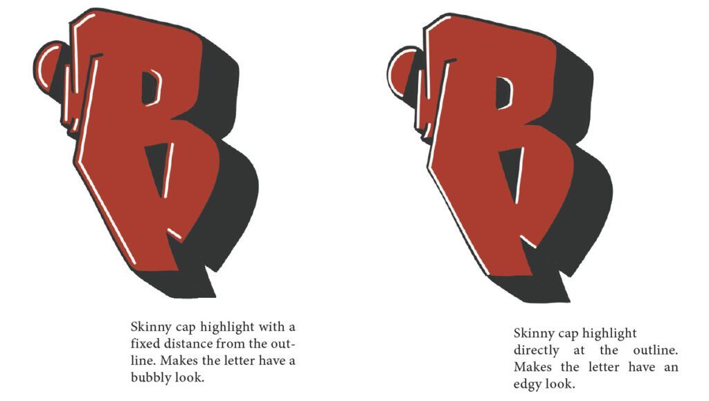 Graffiti highlights for graffiti letter B