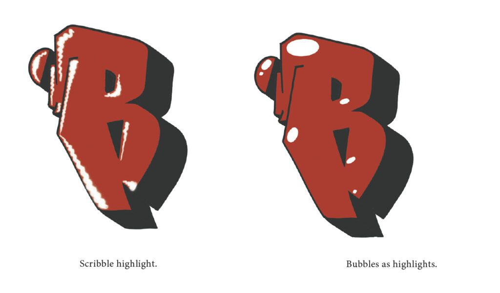 Graffiti highlights for graffiti letter B