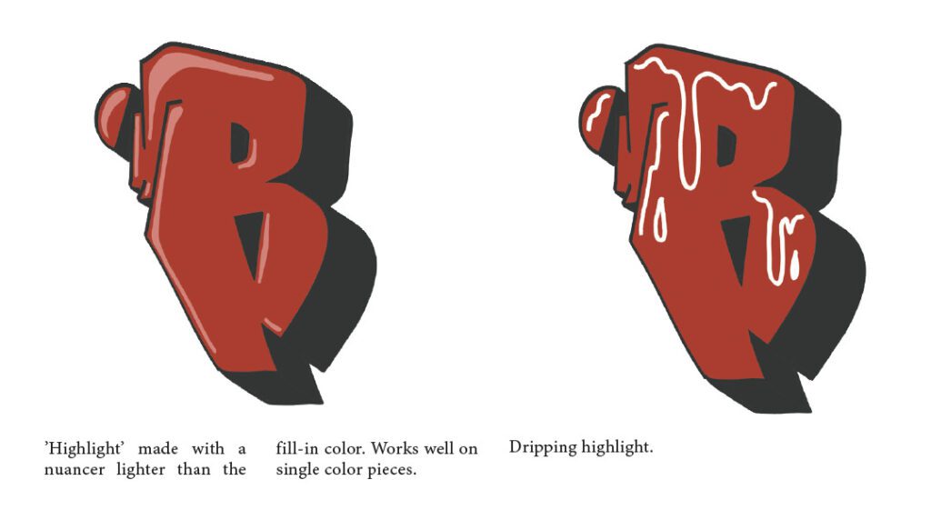 Graffiti highlights for graffiti letter B