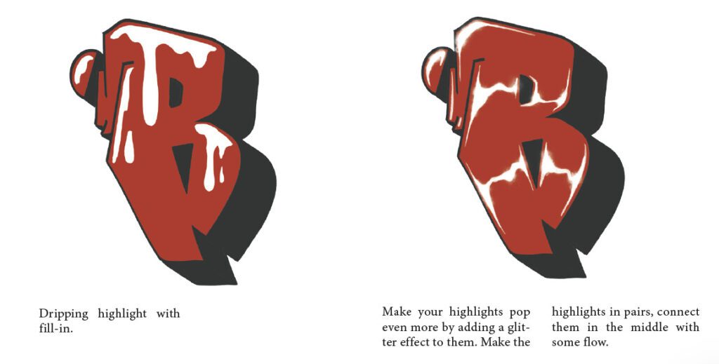 Graffiti highlights for graffiti letter B