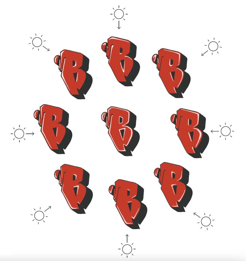 Graffiti highlights for graffiti letter B