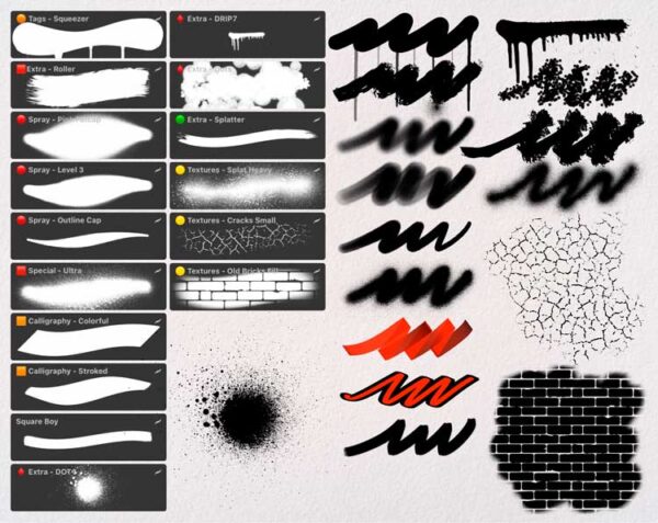 Graffiti brushes small pack - packshots