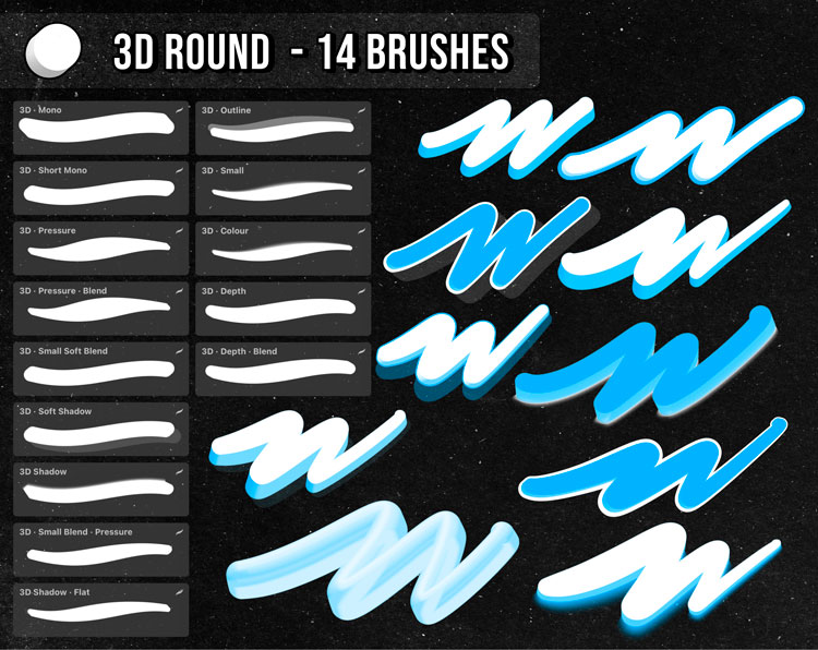 3D brushpack – Procreate 3D brushpack